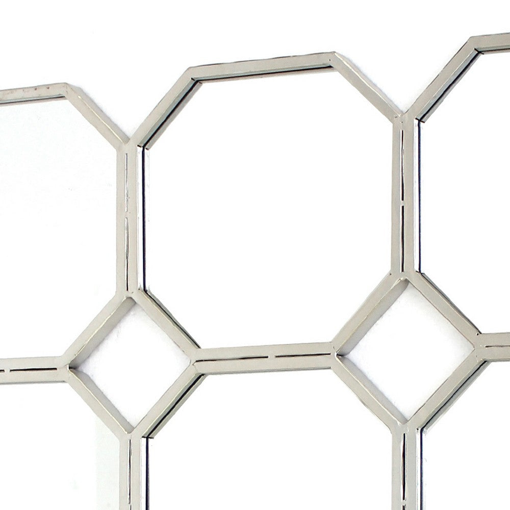 Metal Wall Mirror with Nine Connected Octagonal Mirror Shapes Silver BM209108