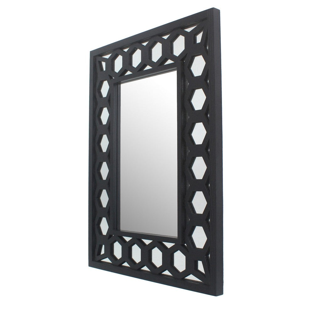Dressing Mirror | Rectangular | Lattice Pattern Frame | 30 x 40 | Black