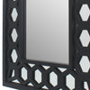 Rectangular Wooden Dressing Mirror with Lattice Pattern Design Black By Casagear Home BM209114