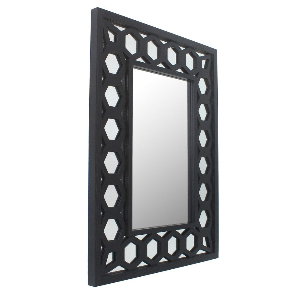 Dressing Mirror | Rectangular | Lattice Pattern Frame | 30 x 40 | Black