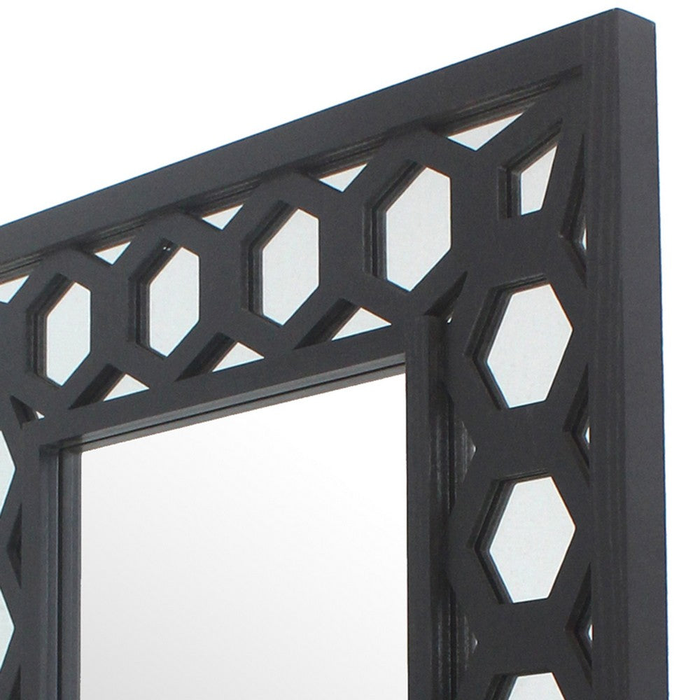 Dressing Mirror | Rectangular | Lattice Pattern Frame | 30 x 40 | Black