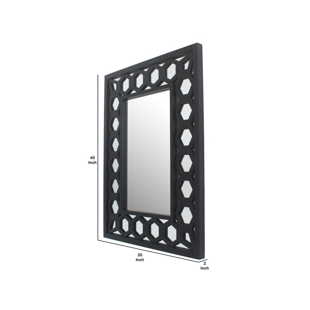 Dressing Mirror | Rectangular | Lattice Pattern Frame | 30 x 40 | Black