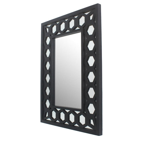 Dressing Mirror | Rectangular | Lattice Pattern Frame | 30 x 40 | Black