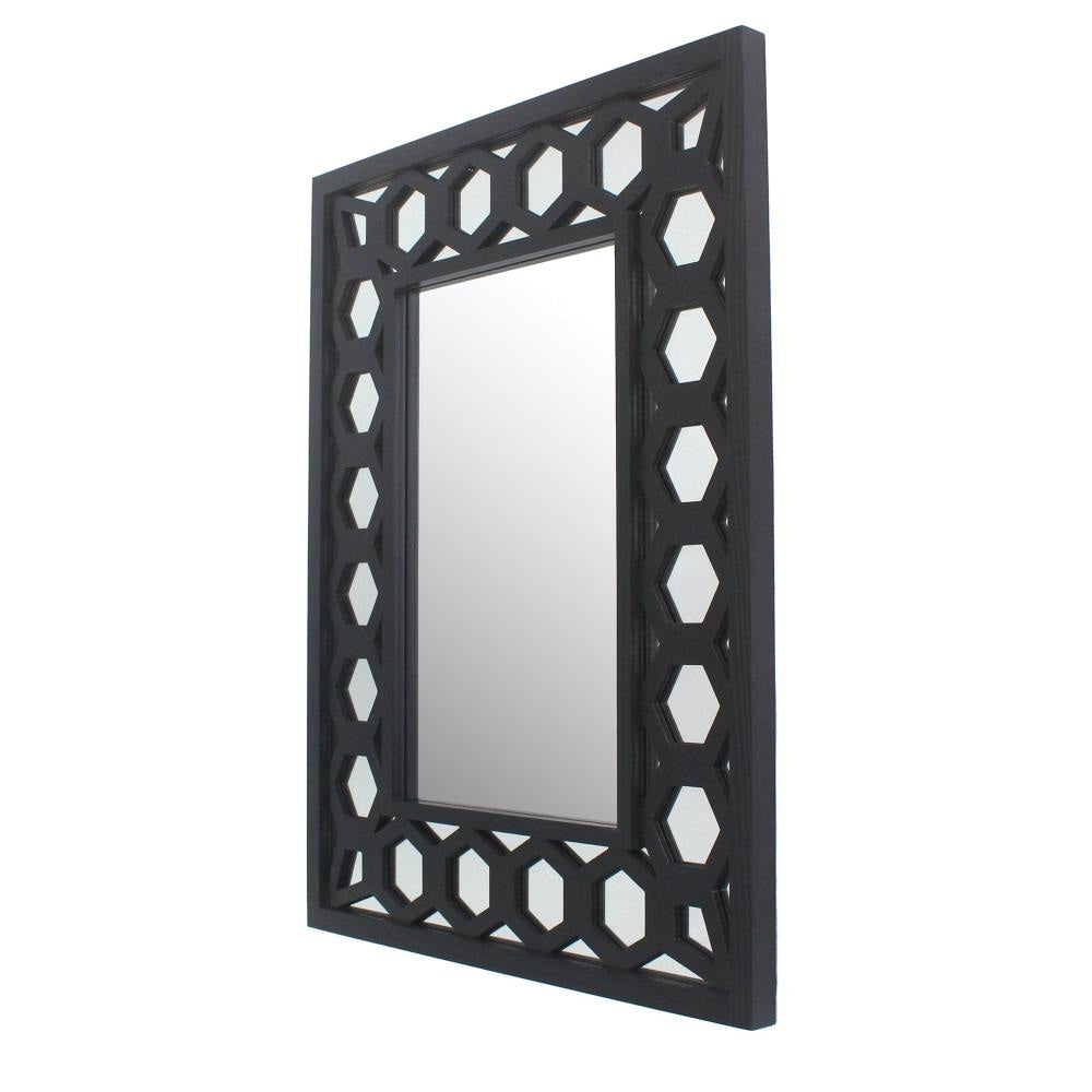 Dressing Mirror | Rectangular | Lattice Pattern Frame | 30 x 40 | Black