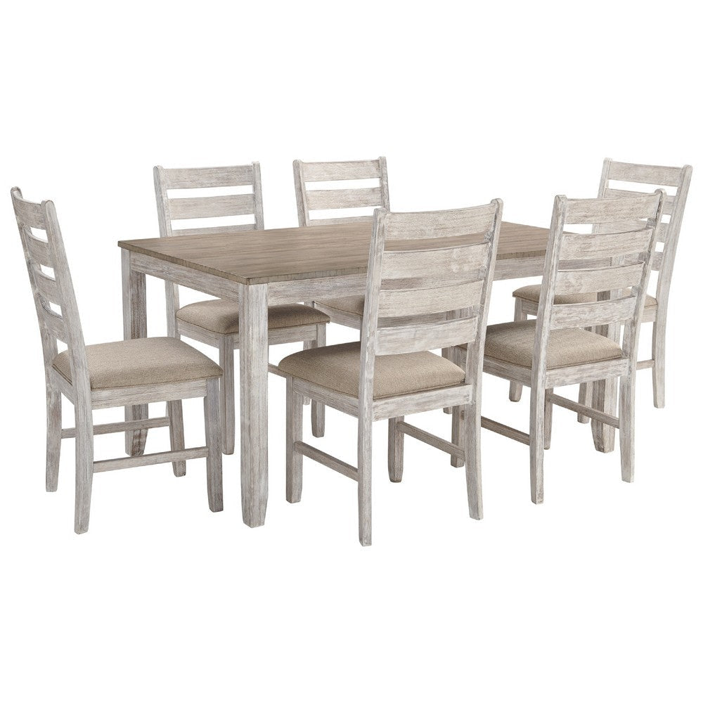 Ashley Dining Set 7 Piece 2 Tone Farmhouse Weathered Brown BM209251