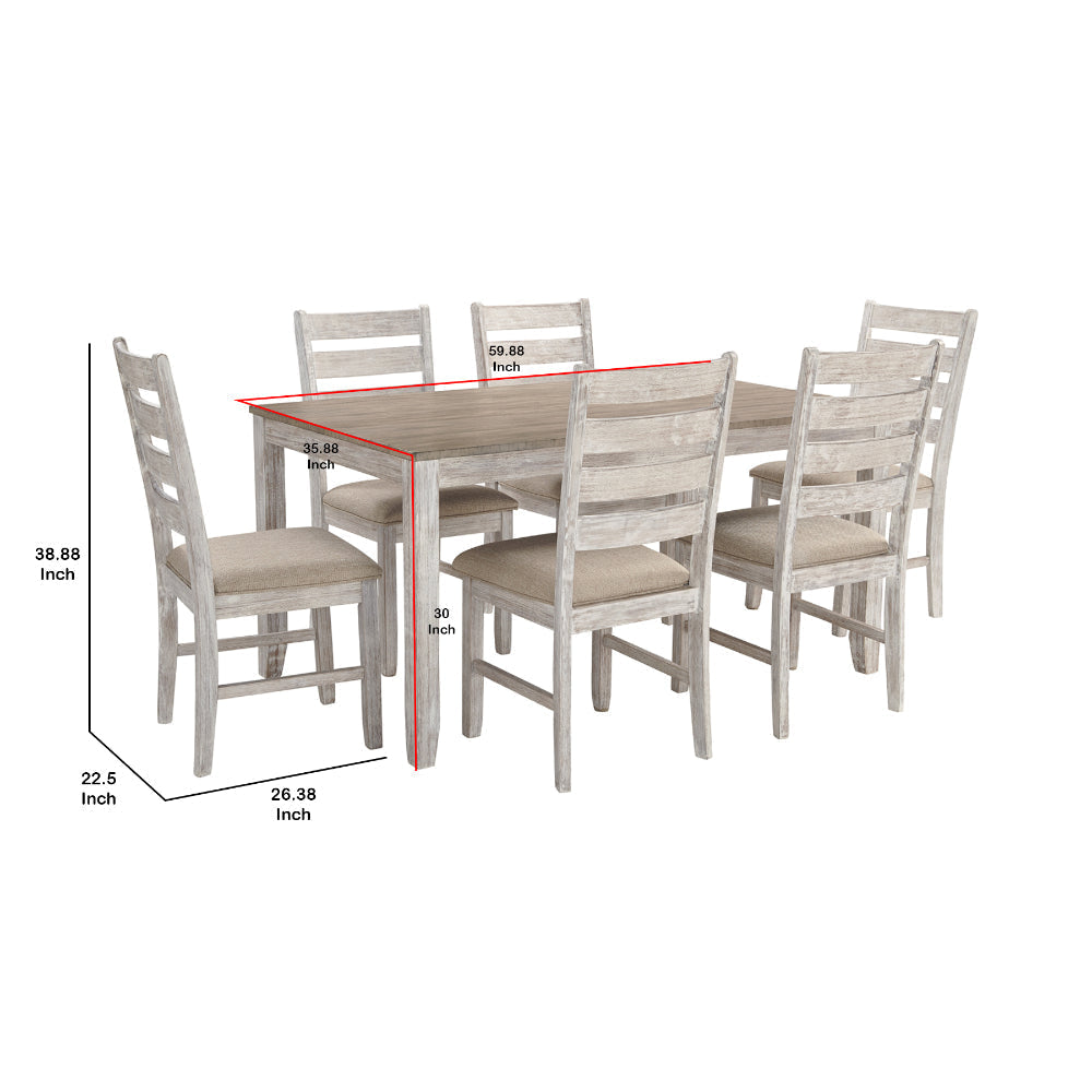 Farmhouse Two Tone Dining Set with 1 Table and 6 Chairs Weathered Brown By Casagear Home BM209251