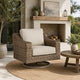 Swivel Chair | Resin Wicker | Cushioned Seat | Brown & Beige