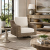Swivel Chair | Resin Wicker | Cushioned Seat | Brown & Beige