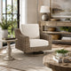 Swivel Chair | Resin Wicker | Cushioned Seat | Brown & Beige