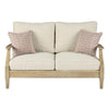 Loveseat | Traditional Style | Fabric Cushioned Seat | Beige & Brown