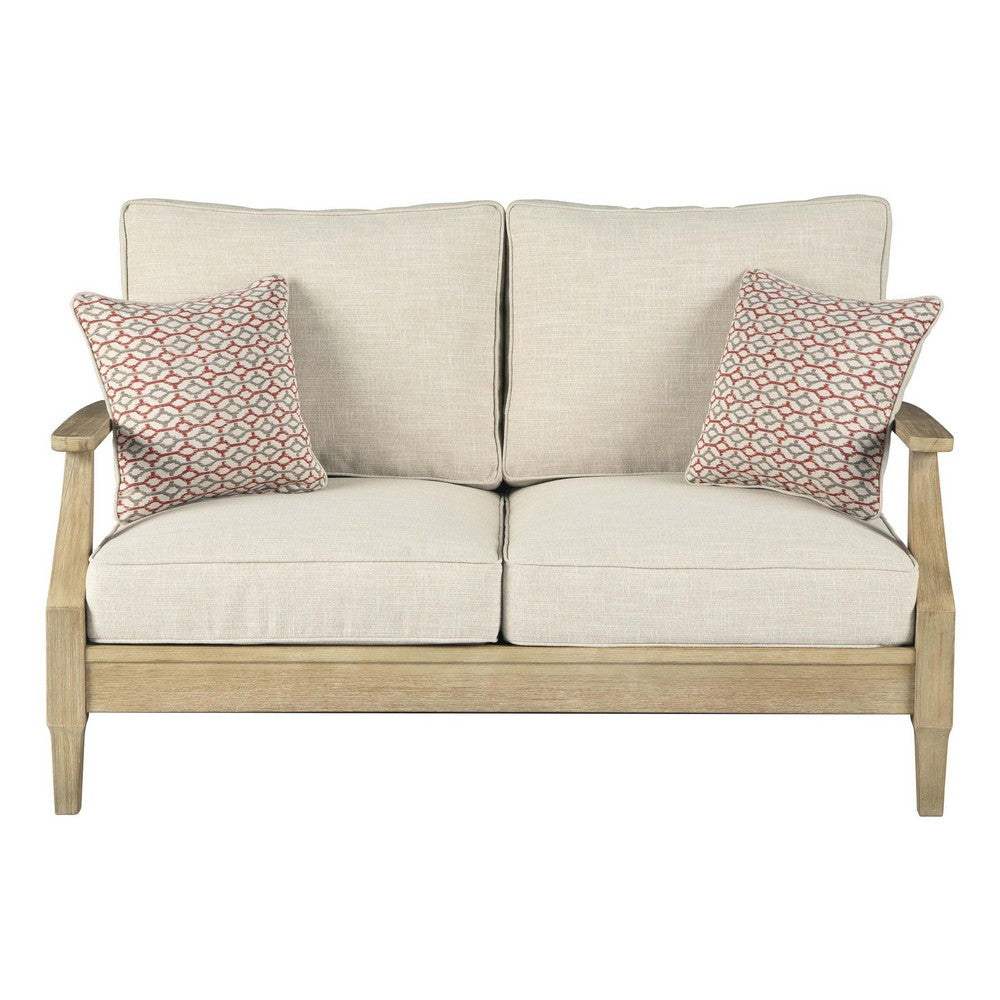 Loveseat | Traditional Style | Fabric Cushioned Seat | Beige & Brown