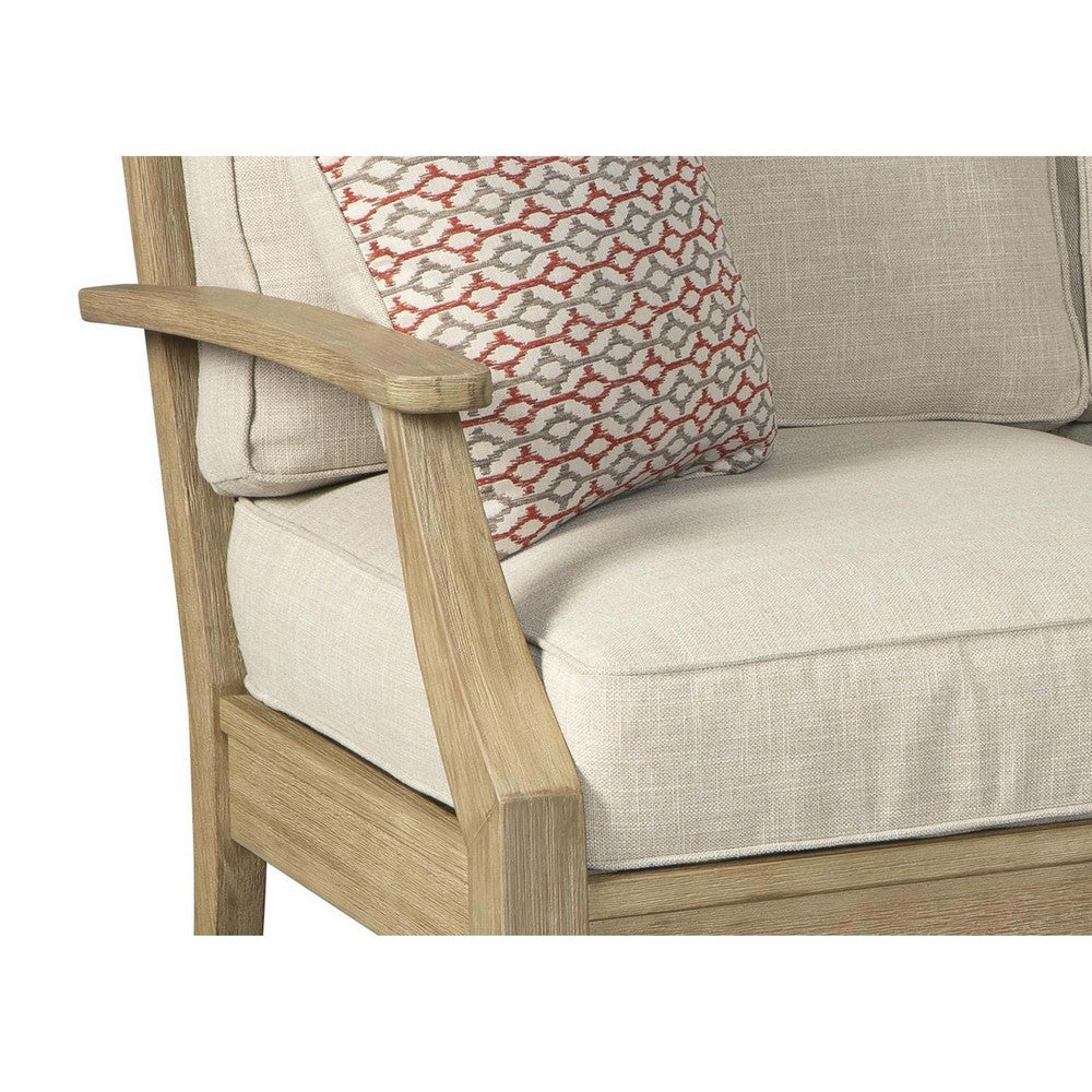 Loveseat | Traditional Style | Fabric Cushioned Seat | Beige & Brown