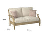 Traditional Wooden Loveseat with Fabric Cushioned Seating Beige and Brown By Casagear Home BM209282