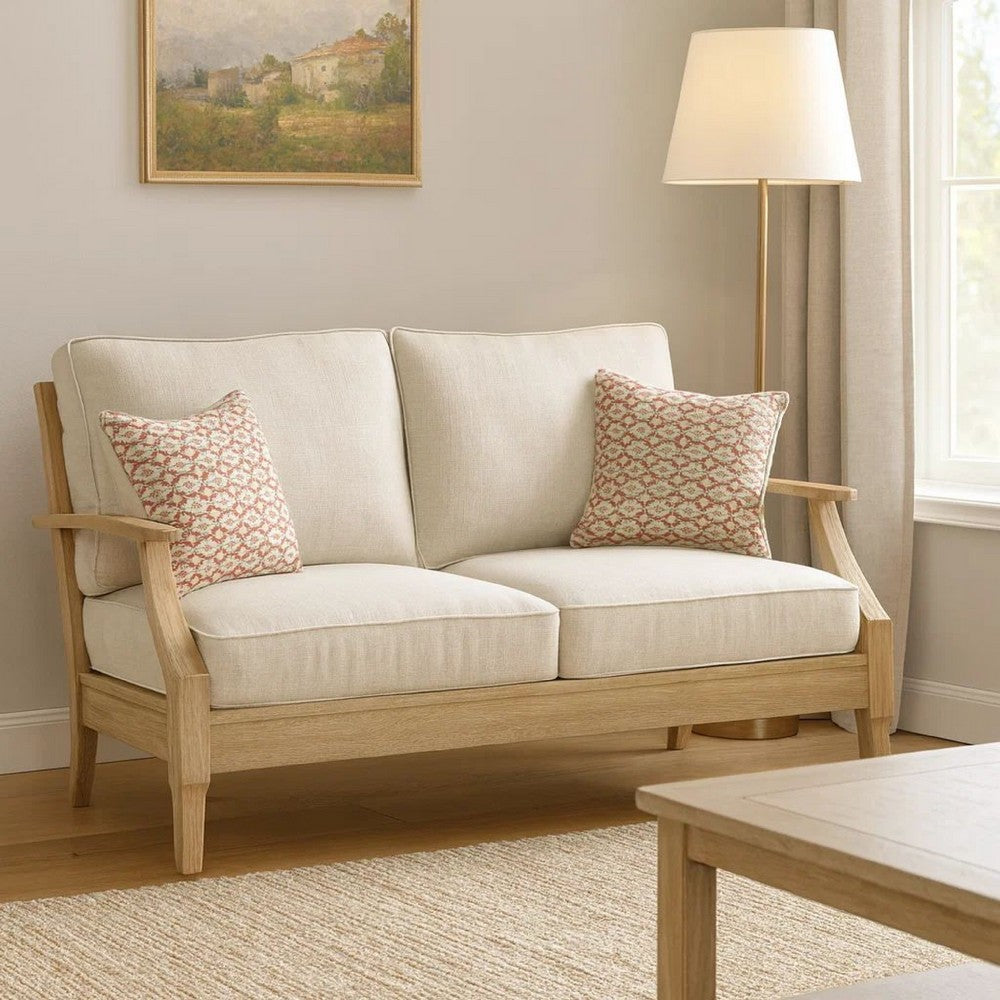 Loveseat | Traditional Style | Fabric Cushioned Seat | Beige & Brown