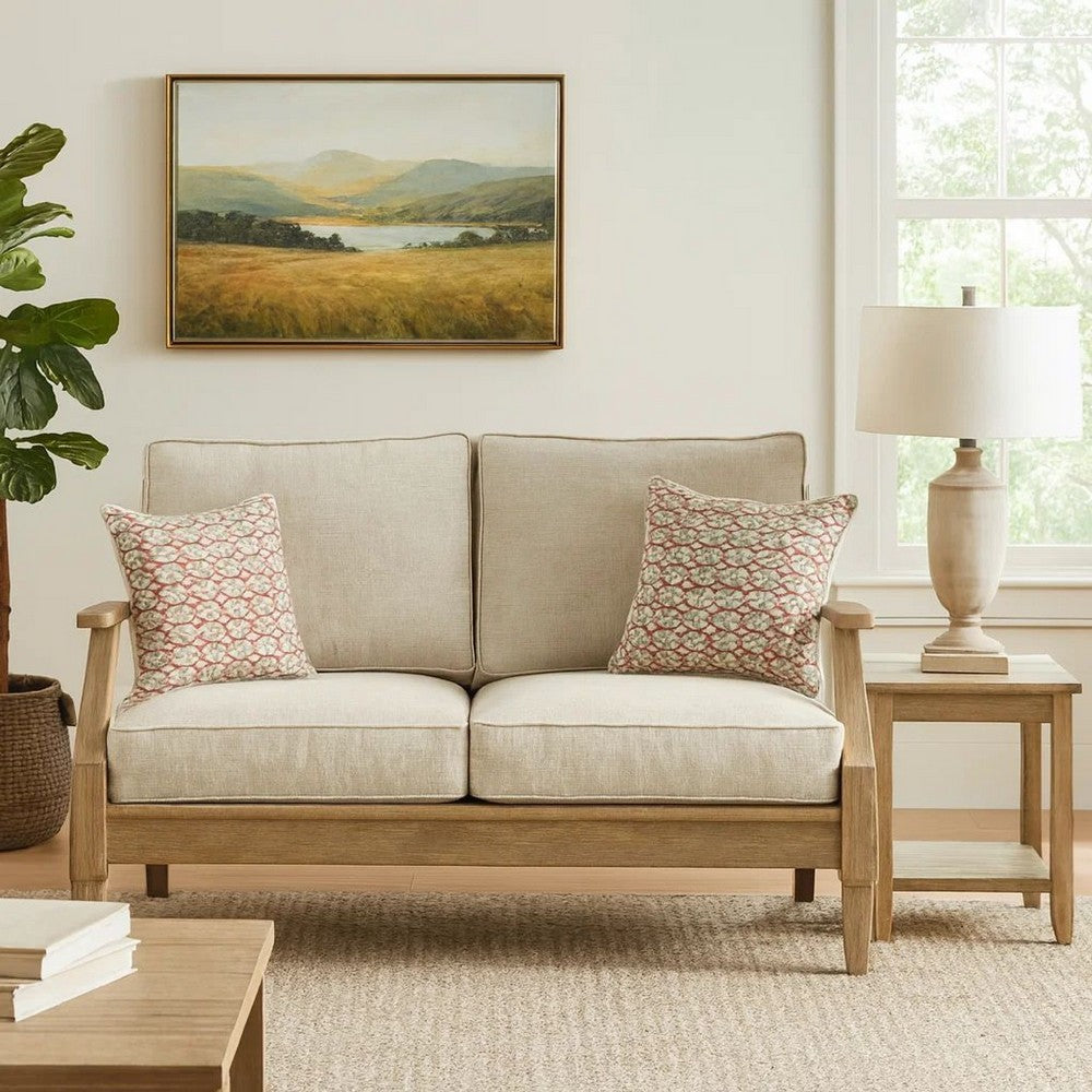Loveseat | Traditional Style | Fabric Cushioned Seat | Beige & Brown