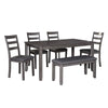Dining Table Set | 6 Piece | Padded Chairs | Gray