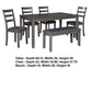 6 Piece Wooden Dining Table Set with Padded Chairs and Table Gray By Casagear Home BM209295