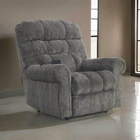 Upholstered Metal Power Lift Recliner, Gray By Casagear Home