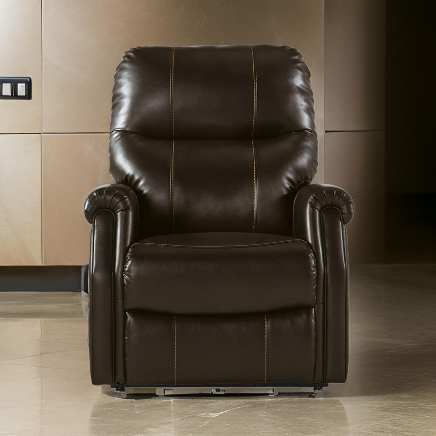 Leatherette Upholstered Power Lift Recliner, Brown By Casagear Home