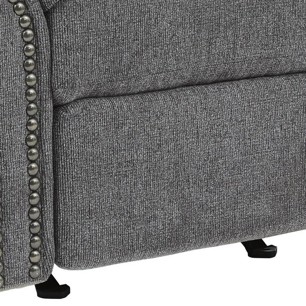 Rocker Recliner | Fabric Upholstered | Nailhead Trim | Gray BM209311