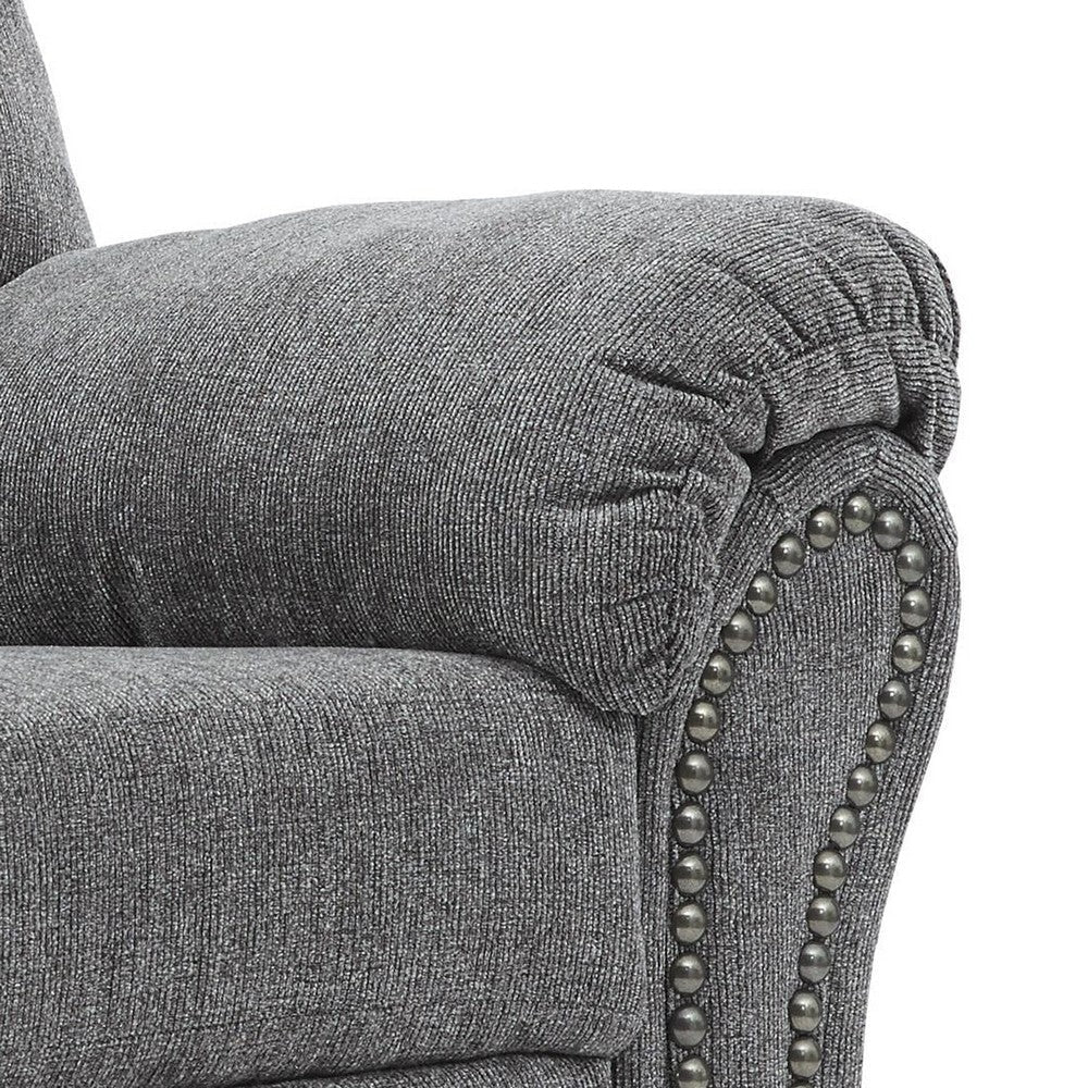Rocker Recliner | Fabric Upholstered | Nailhead Trim | Gray BM209311