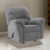 Nickel Nailhead Trim Fabric Upholstered Rocker Recliner, Gray By Casagear Home