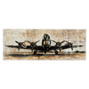 Gallery Wrapped Canvas Wall Art with Airplane Print, Brown and Black By Casagear Home
