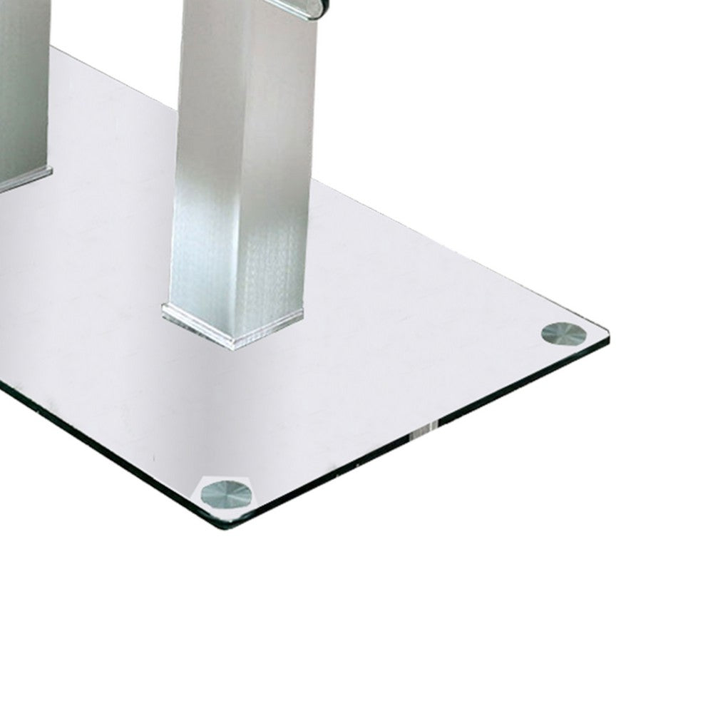 Dining Table | Metal & Glass | Dual Pedestal Base | Chrome