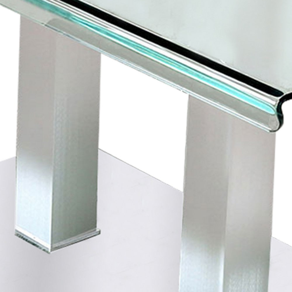 Dining Table | Metal & Glass | Dual Pedestal Base | Chrome