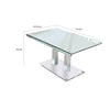 Metal and Glass Dining table with Dual Post Pedestal base Chrome By Casagear Home BM209530