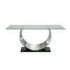 Dining Table | Glass Top | U Shape Pedestal | Chrome & Black