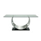 Dining Table | Glass Top | U Shape Pedestal | Chrome & Black