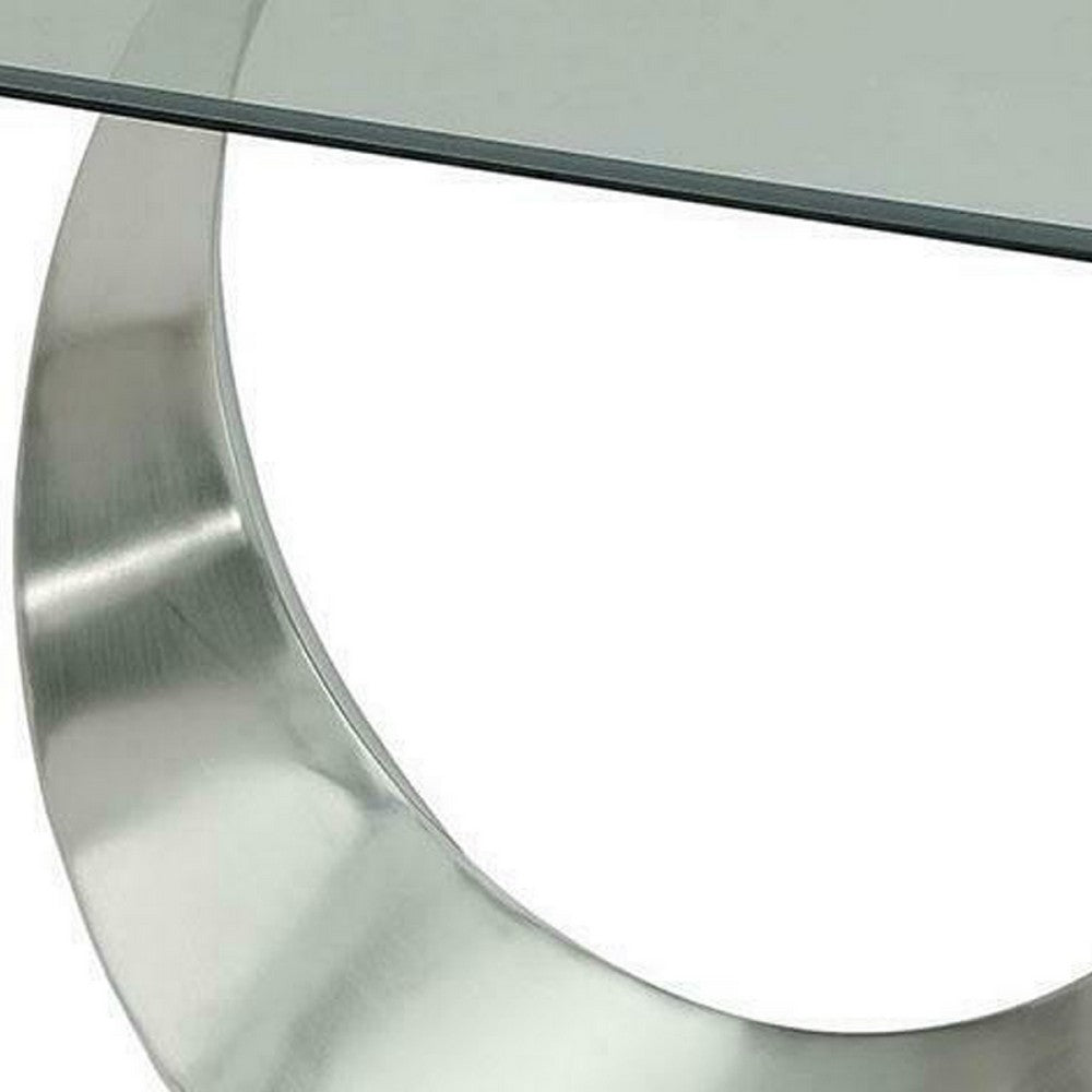 Dining Table | Glass Top | U Shape Pedestal | Chrome & Black