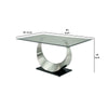 Dining Table | Glass Top | U Shape Pedestal | Chrome & Black