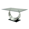 Dining Table | Glass Top | U Shape Pedestal | Chrome & Black