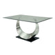 Dining Table | Glass Top | U Shape Pedestal | Chrome & Black