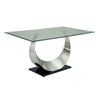 Dining Table | Glass Top | U Shape Pedestal | Chrome & Black