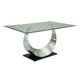 Dining Table | Glass Top | U Shape Pedestal | Chrome & Black