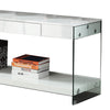 Wood and Glass TV Stand with Two Drawers White BM209542