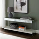 Wood and Glass TV Stand with Two Drawers, White