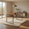 Dining Table | Rectangular Wood Top | X Metal Base | Black & Brown