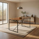 Dining Table | Rectangular Wood Top | X Metal Base | Black & Brown