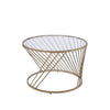 Contemporary Coffee Table with Twisted Metal Base and Round Glass Top Gold BM209585