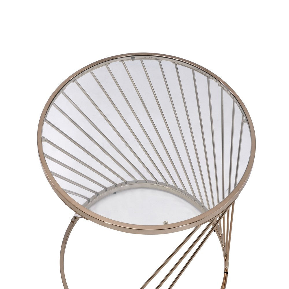 Contemporary Coffee Table with Twisted Metal Base and Round Glass Top Gold BM209585