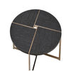 Coffee Table with X Shaped Metal Base and Round Wooden Top, Gold and Gray