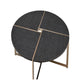 Coffee Table with X Shaped Metal Base and Round Wooden Top, Gold and Gray