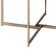 Coffee Table with X Shaped Metal Base and Round Wooden Top, Gold and Gray