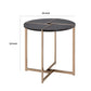 End Table with X Shaped Metal Base and Round Wooden Top Gold and Gray By Casagear Home BM209591