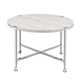 Coffee Table with X Shaped Metal Base and Round Wooden Top,Silver and Beige BM209592