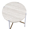 Coffee Table with X Shaped Metal Base and Round Wooden Top,Silver and Beige BM209592